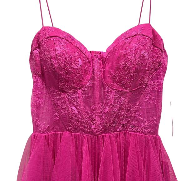 B. Darlin Sweetheart Neck Corset Ruffle Front Slit Long Dress 11/12 - Picture 4 of 6